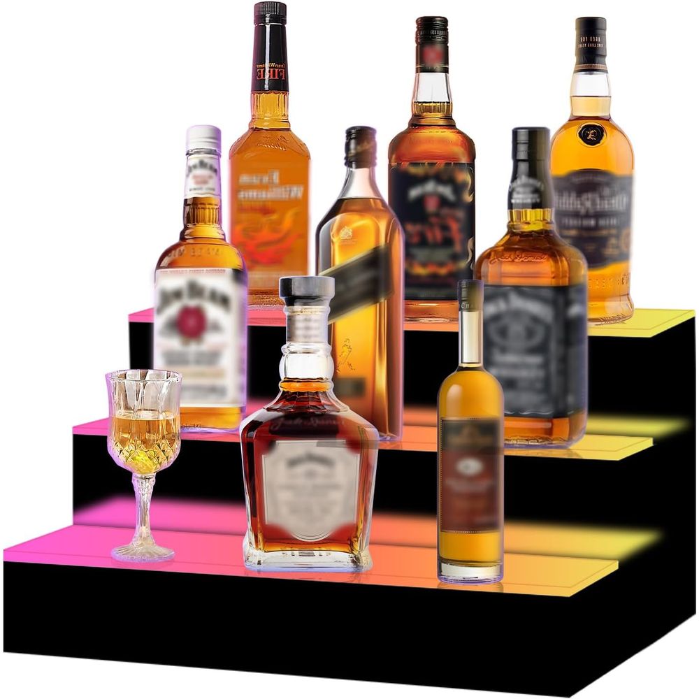 Home Bar Shelf - 16 Inch 3 Step LED Lighted