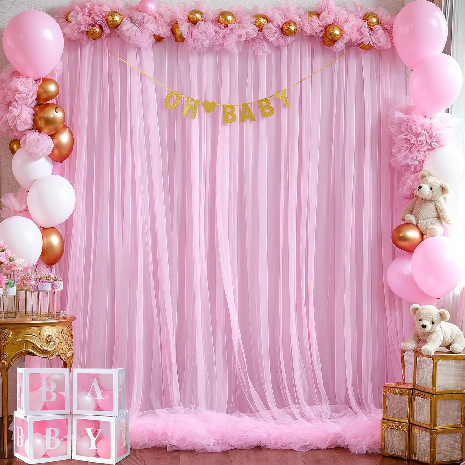 Pink Tulle Backdrop Curtain fo - Home Bargains incelemesi ve fiyatı