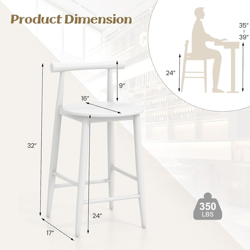 Set of 2 White Wooden Bar Chai - Home Bar And Counter incelemesi ve fiyatı