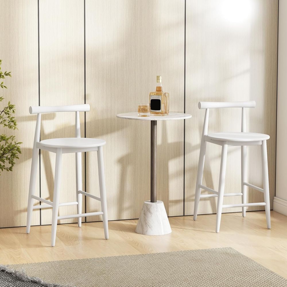 Set of 2 White Wooden Bar Chai - Home Bar And Counter incelemesi ve fiyatı