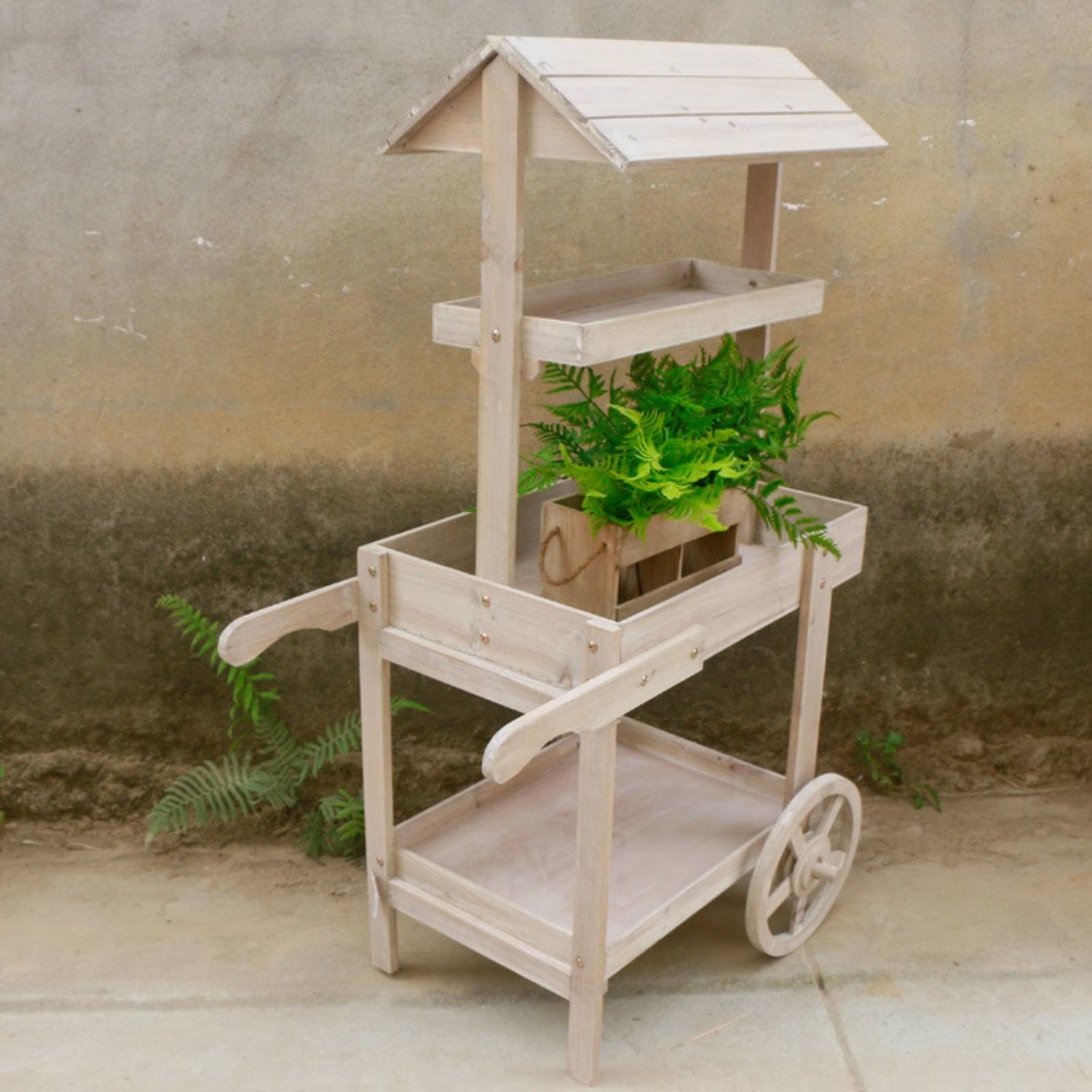 Rustic Display Trolley Wheeled - Home Bar Shelf incelemesi ve fiyatı