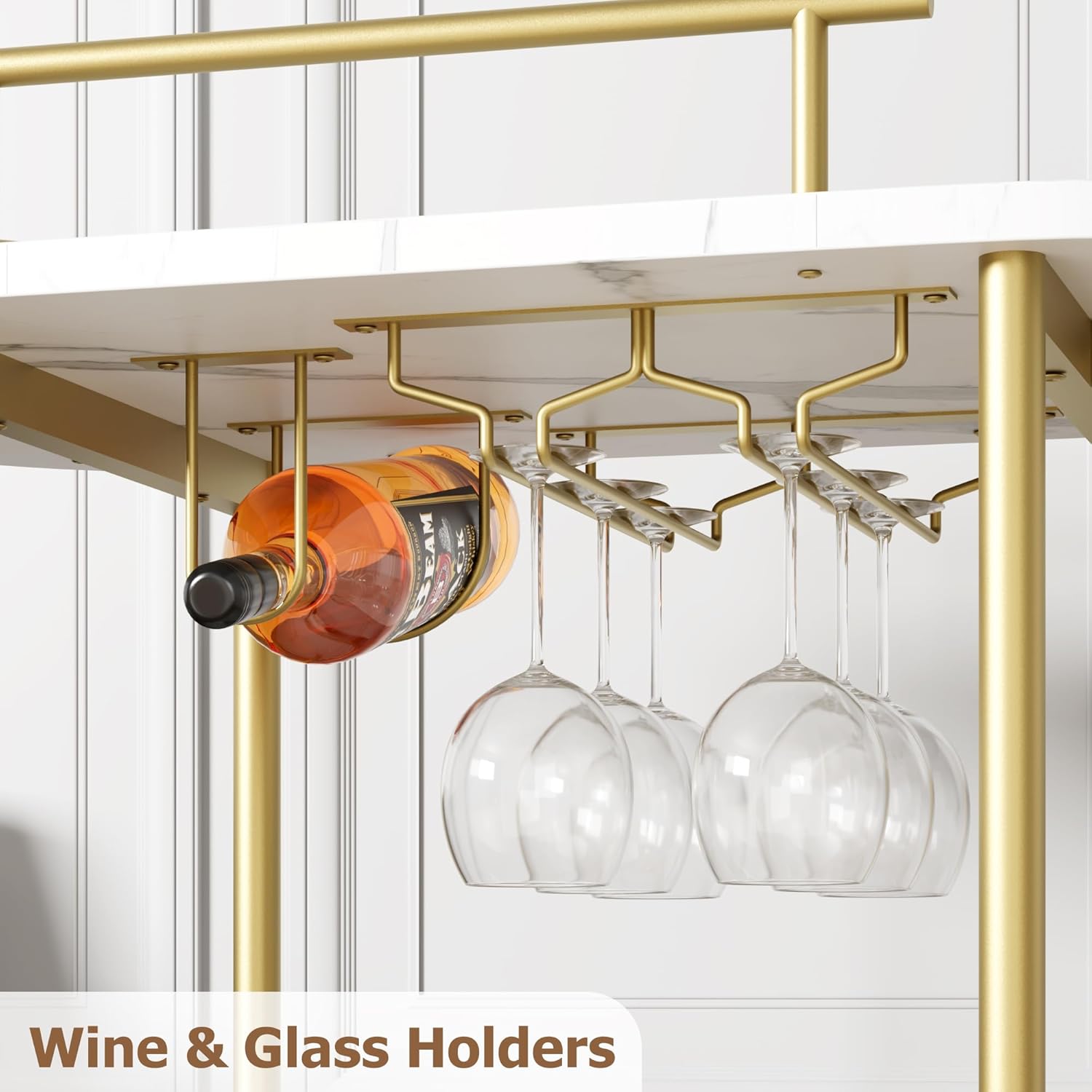 Gold Bar Carts with 4-Tiers St - Bar Cart Gold incelemesi ve fiyatı