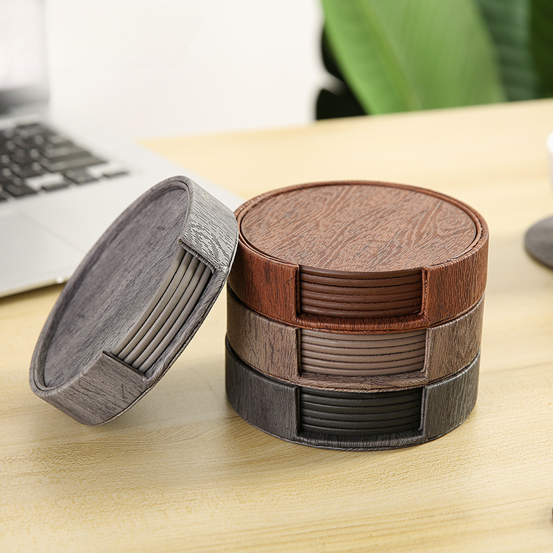 6 Wood Grain Leather Coasters  - Home Bar And Counter incelemesi ve fiyatı