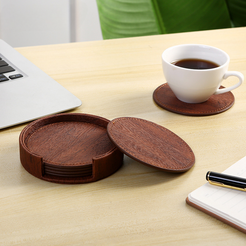 6 Wood Grain Leather Coasters  - Home Bar And Counter incelemesi ve fiyatı