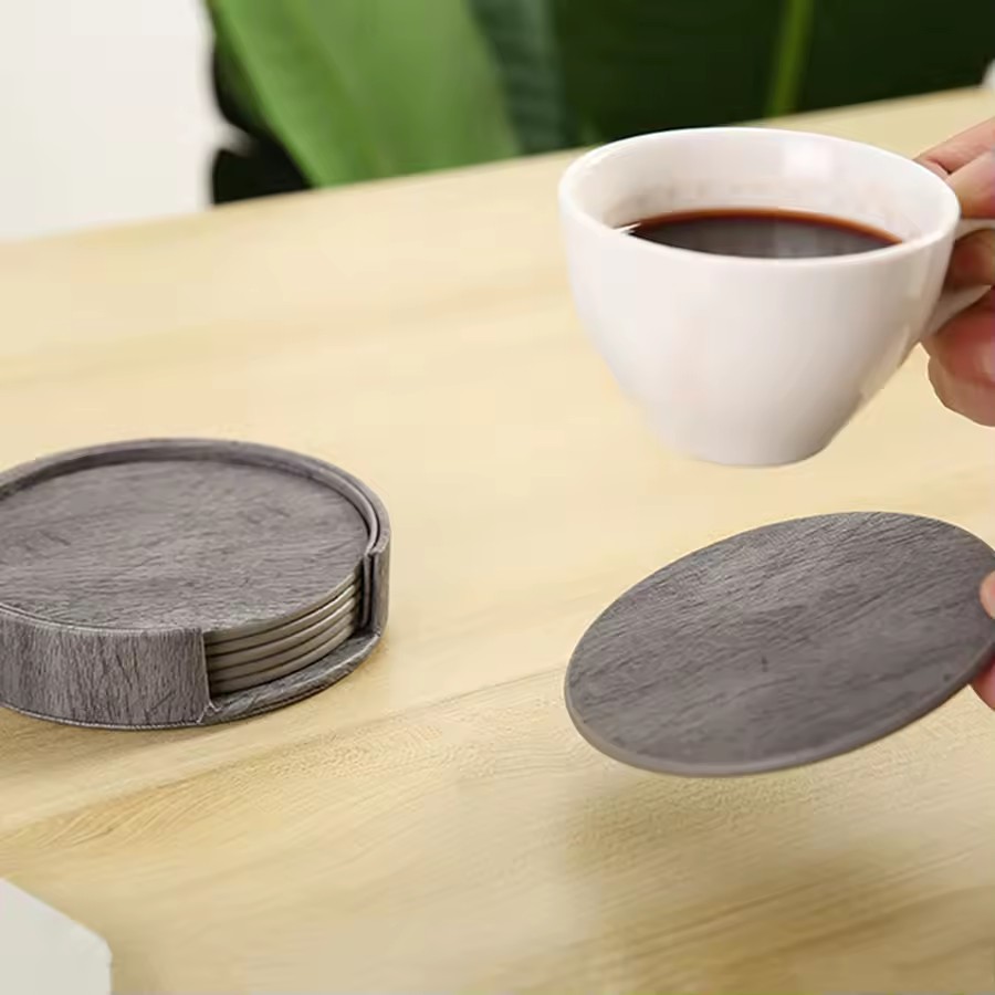 6 Wood Grain Leather Coasters  - Home Bar And Counter incelemesi ve fiyatı