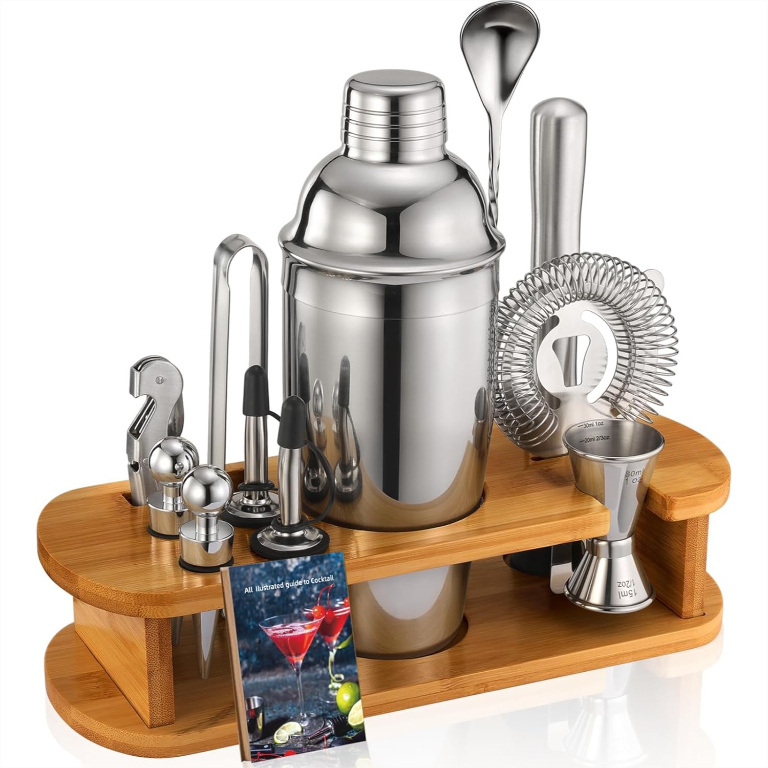 13-Piece Cocktail Shaker Set W - Home Bar Stand incelemesi ve fiyatı