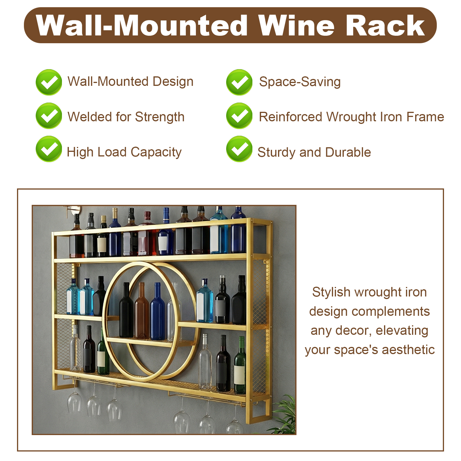 Wine Glass Rack Floating Bar S - Home Bar Shelf incelemesi ve fiyatı