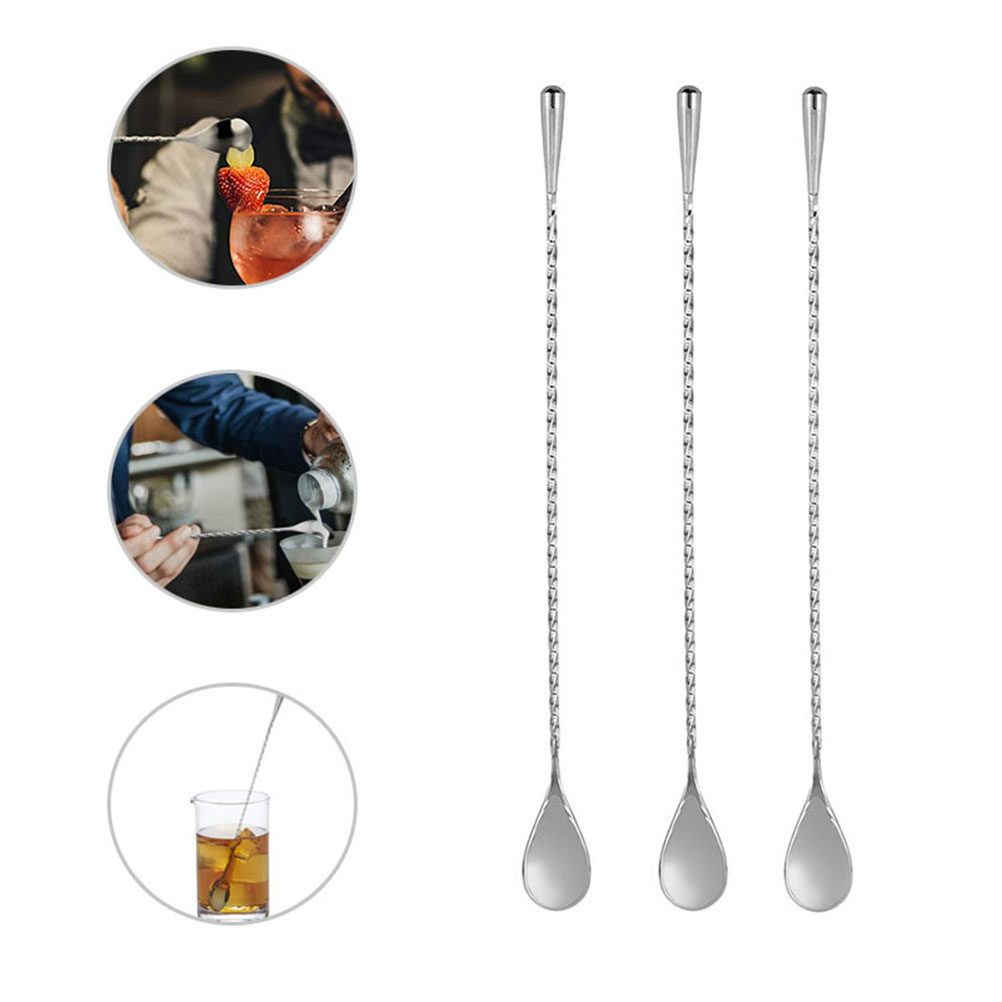 2Pcs Long Stainless Steel Cock - Bar Spoon Twisted incelemesi ve fiyatı