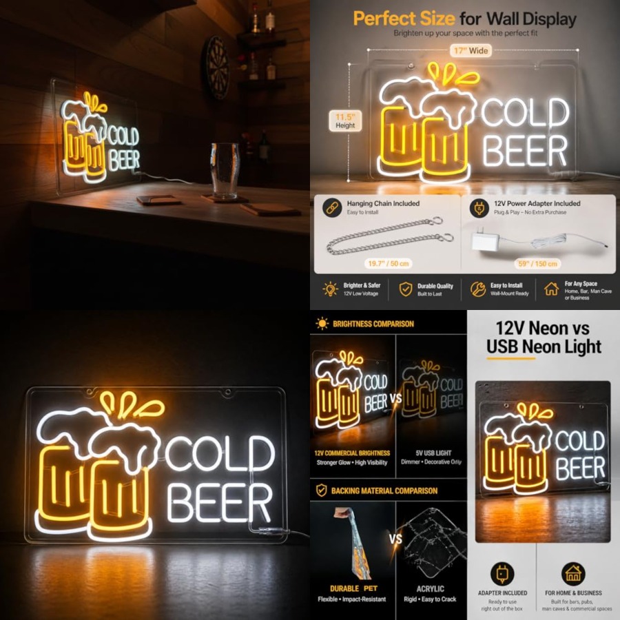 Cold Beer Neon Sign for Busine - Home Bar Signs incelemesi ve fiyatı