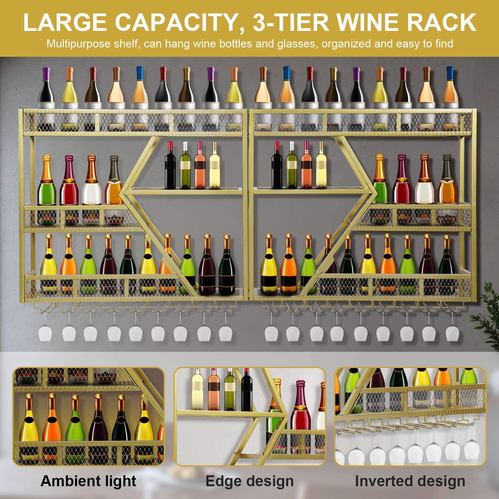 Metal Wine Storage Rack Wall M - Home Bar Shelf incelemesi ve fiyatı