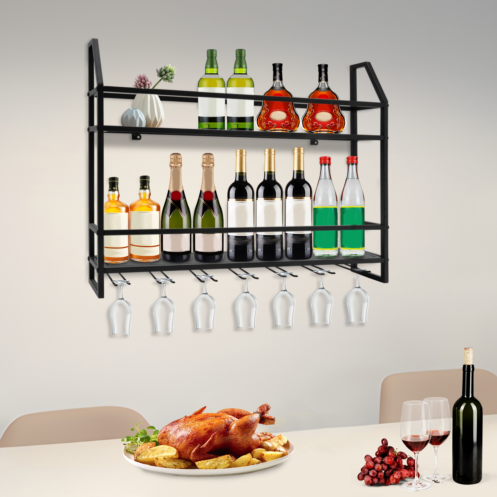 Double-layer Wine Rack Wall-Mo - Home Bar Stand incelemesi ve fiyatı