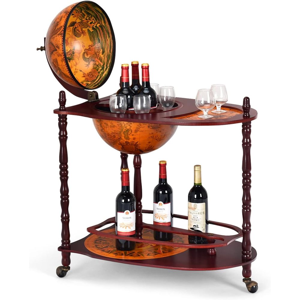 Vintage 34.5 Wheeled Globe Bar - Home Bar Shelf incelemesi ve fiyatı