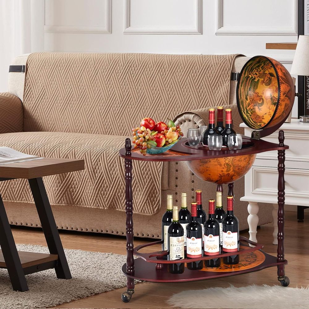 Vintage 34.5 Wheeled Globe Bar - Home Bar Shelf incelemesi ve fiyatı
