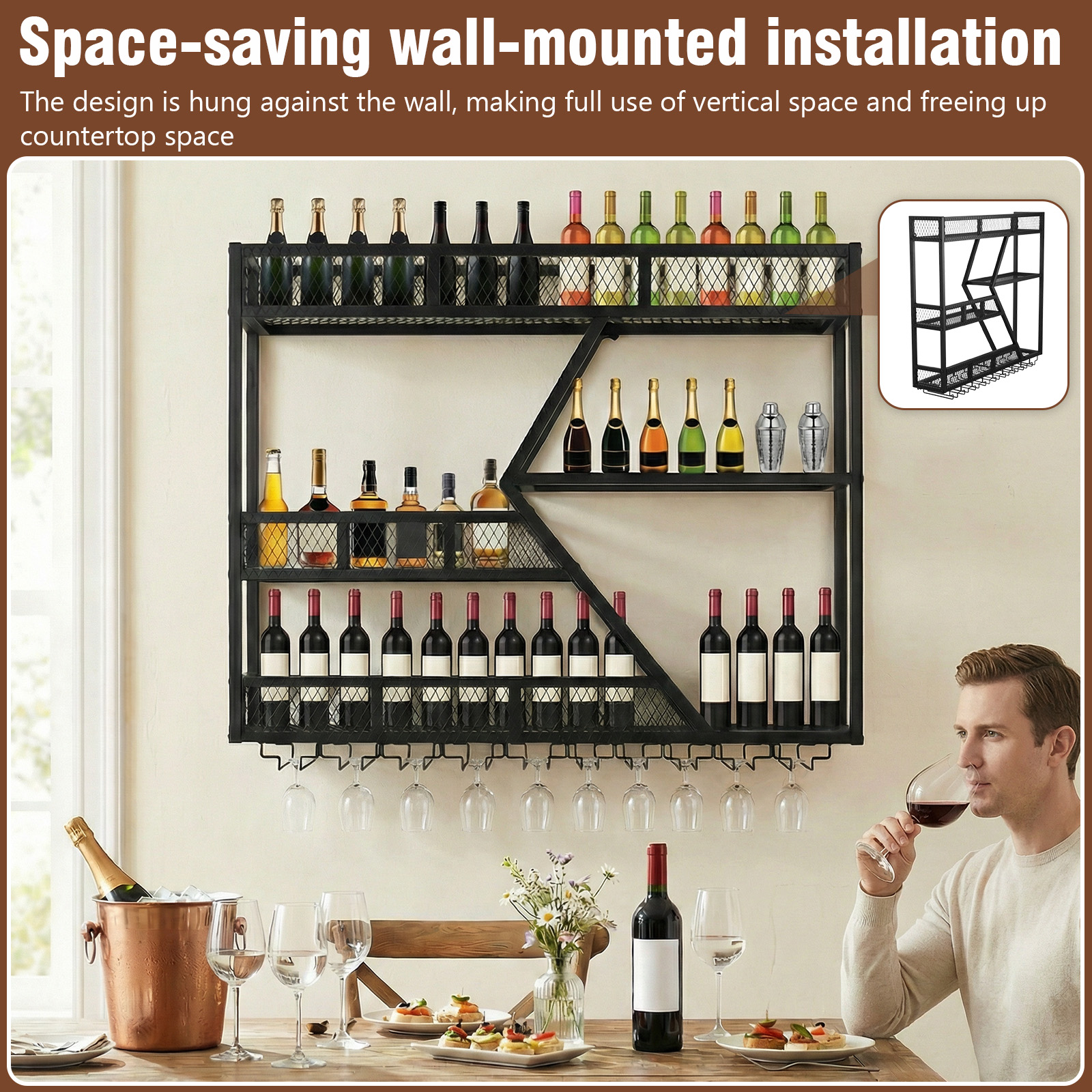 39in 3-Tiers Floating Bar Shel - Home Bar Shelf incelemesi ve fiyatı