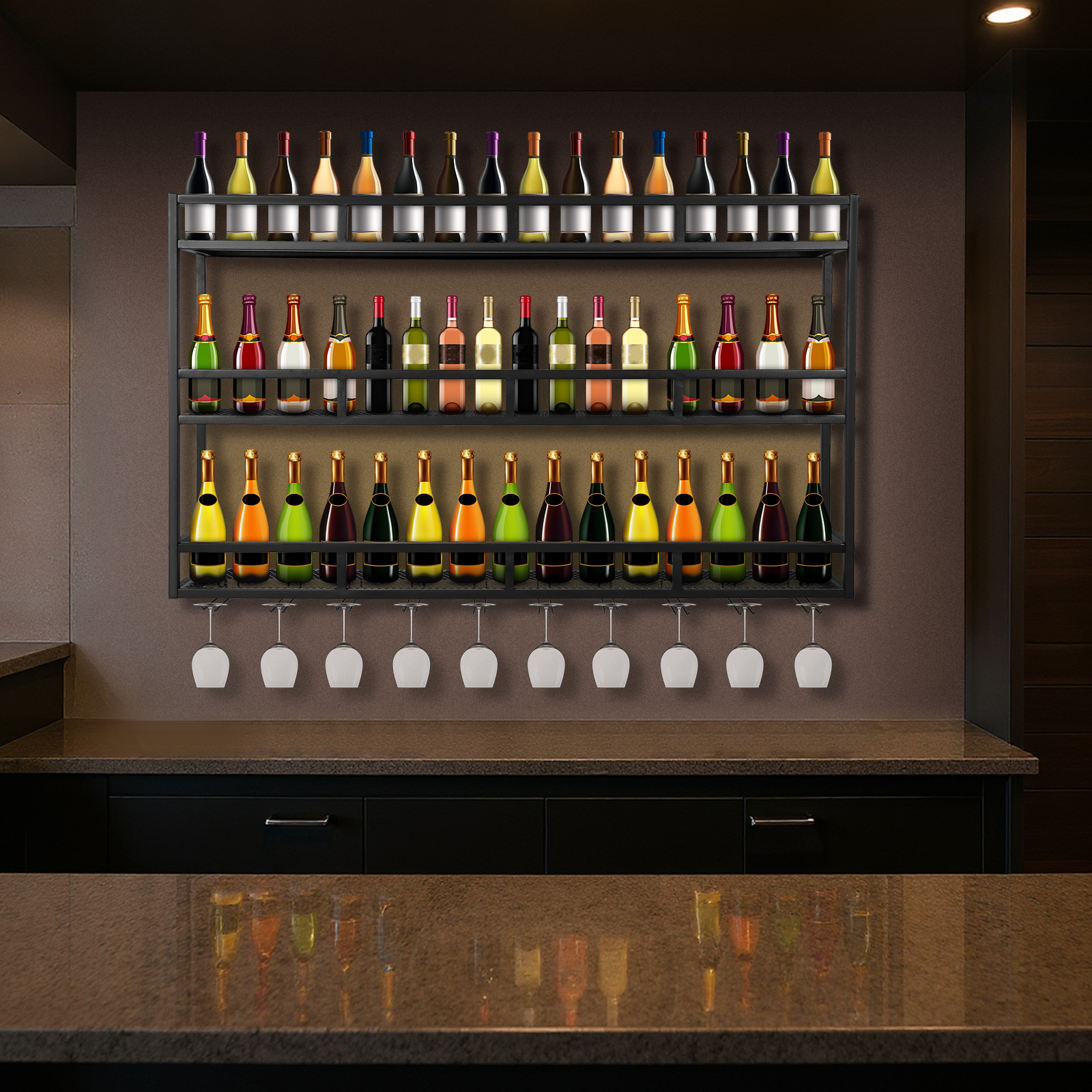 Bar Liquor Bottle Display Shel - Home Bar Shelf incelemesi ve fiyatı