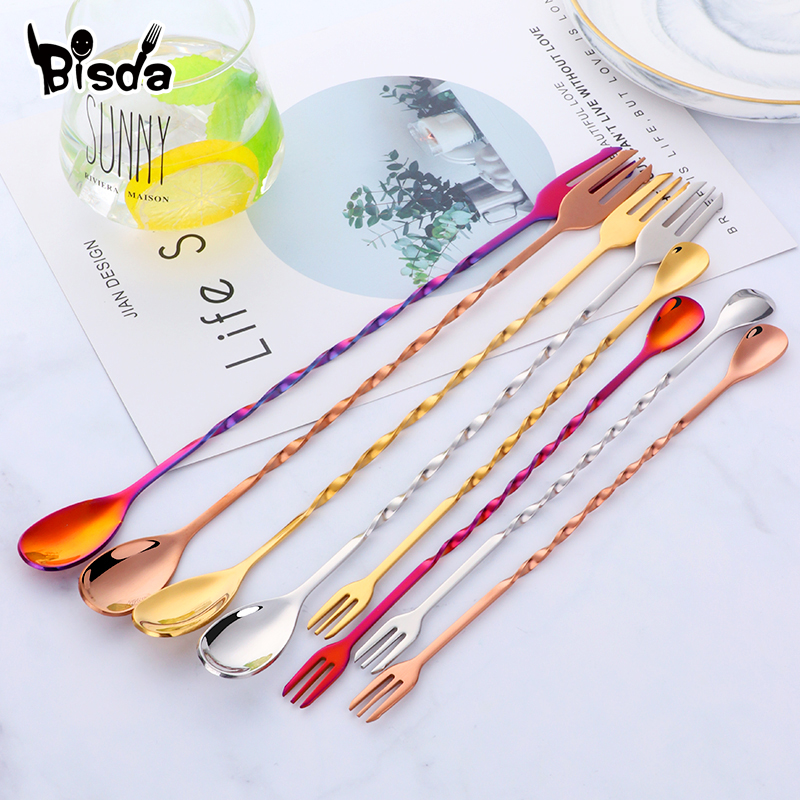 Cocktail Bar Spoons with Fork, - Bar Spoon Twisted incelemesi ve fiyatı