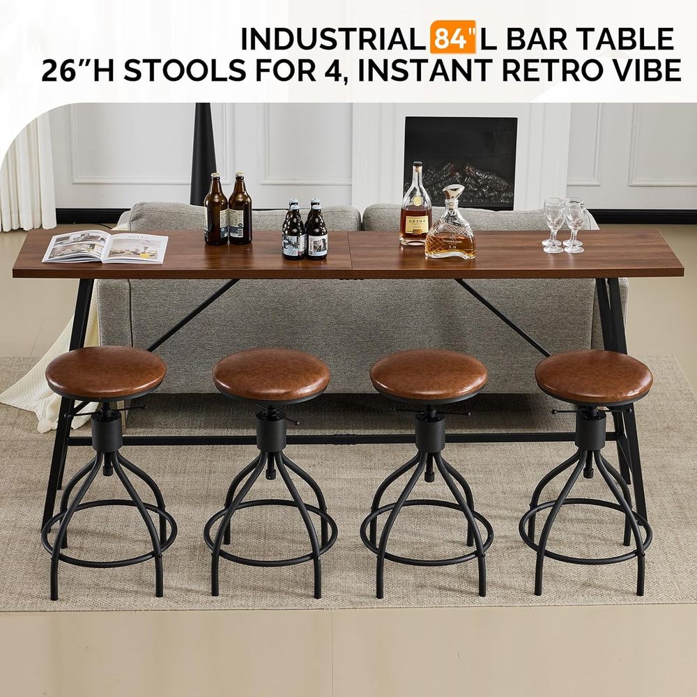 84-Inch Wooden and Metal Bar T - Home Bar Stools incelemesi ve fiyatı