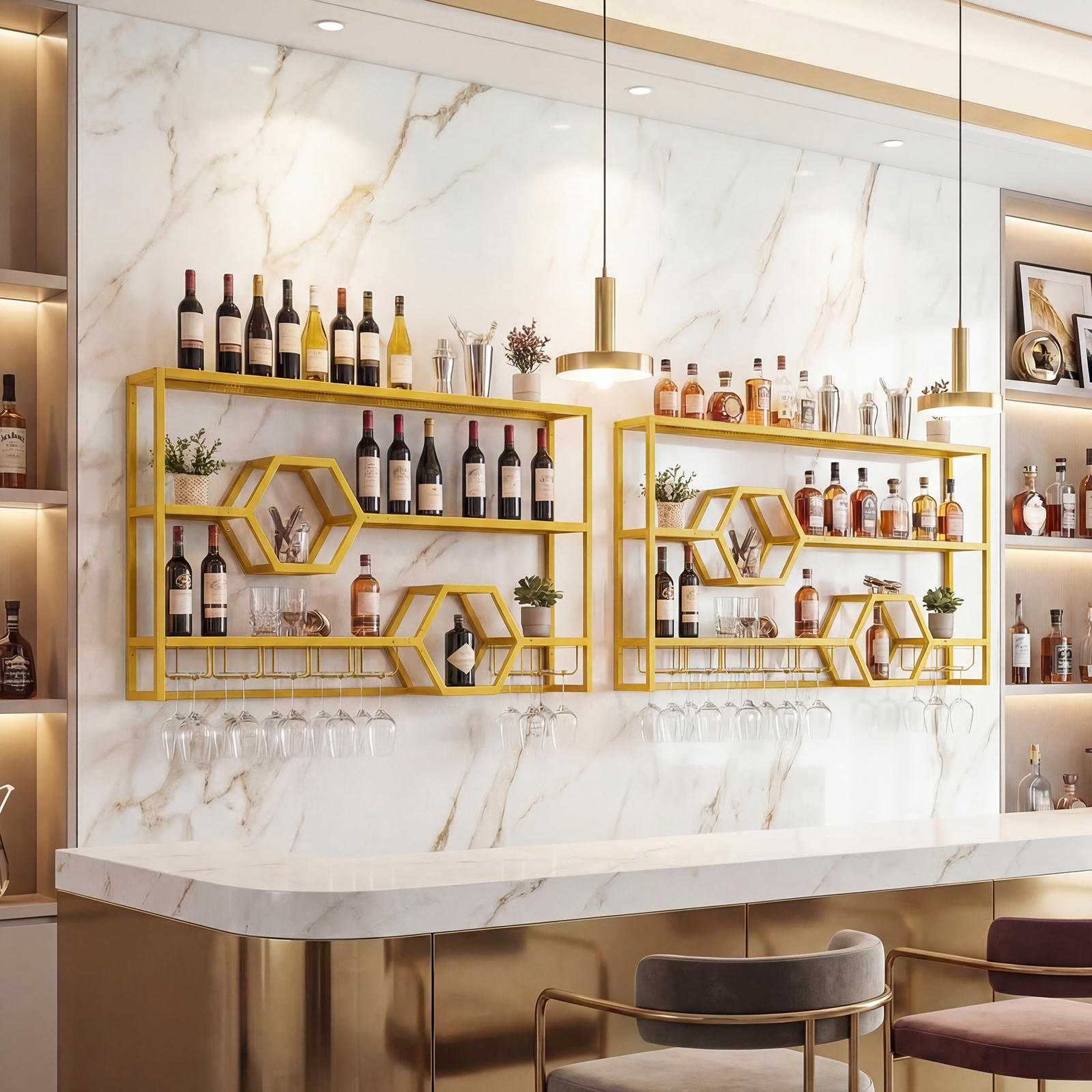 Wall Mounted Wine Rack 47” Lar - Home Bar Stand incelemesi ve fiyatı