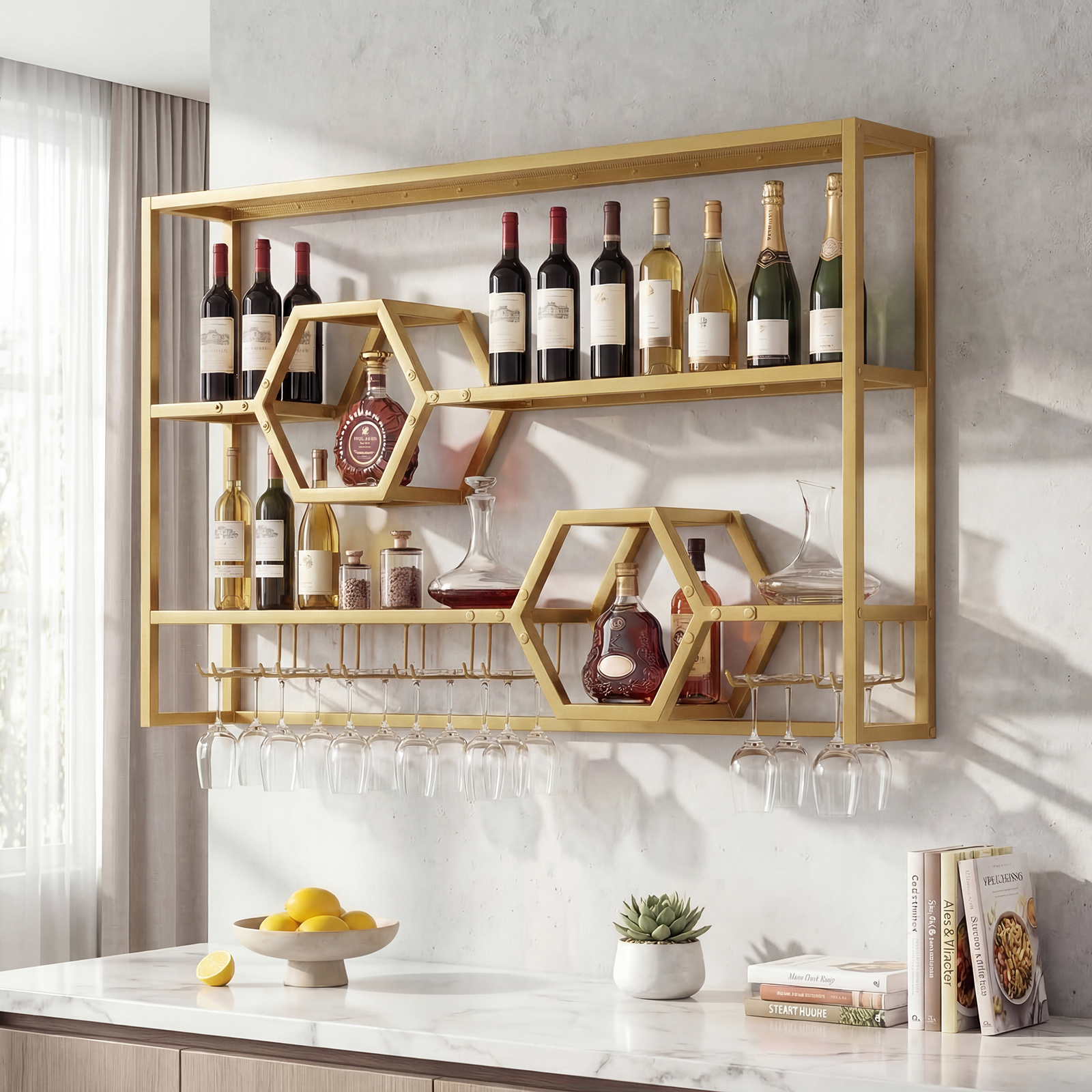 Wall Mounted Wine Rack 47” Lar - Home Bar Stand incelemesi ve fiyatı