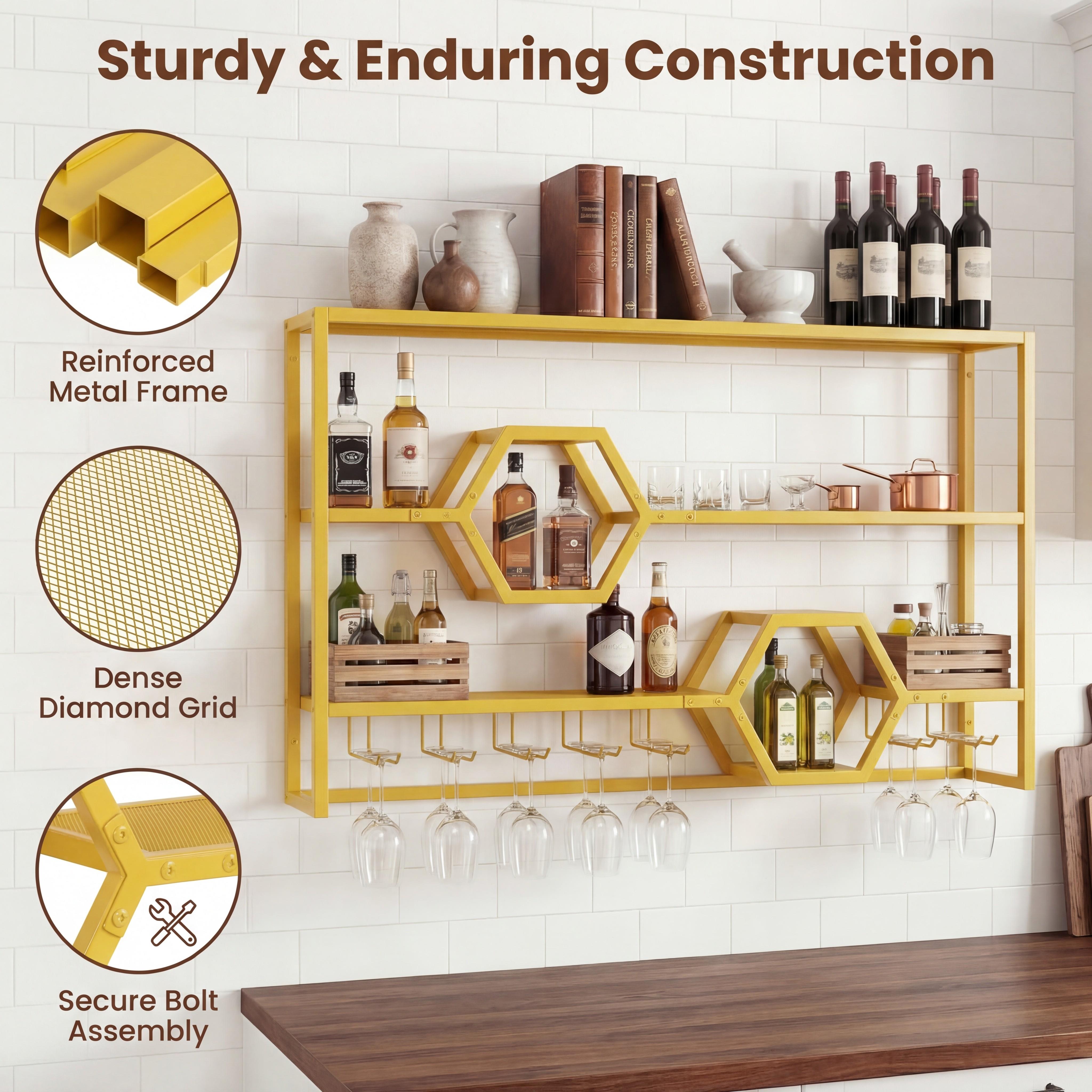 Wall Mounted Wine Rack 47” Lar - Home Bar Stand incelemesi ve fiyatı