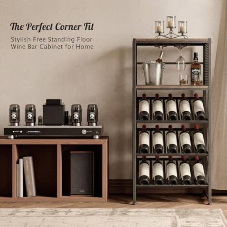 Corner Wine Rack with Glass Ho - Home Bar Shelf incelemesi ve fiyatı