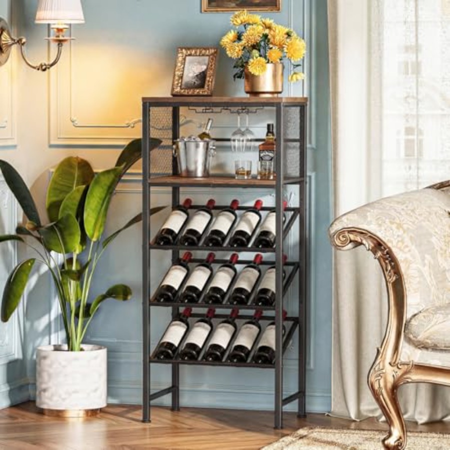 Corner Wine Rack with Glass Ho - Home Bar Shelf incelemesi ve fiyatı