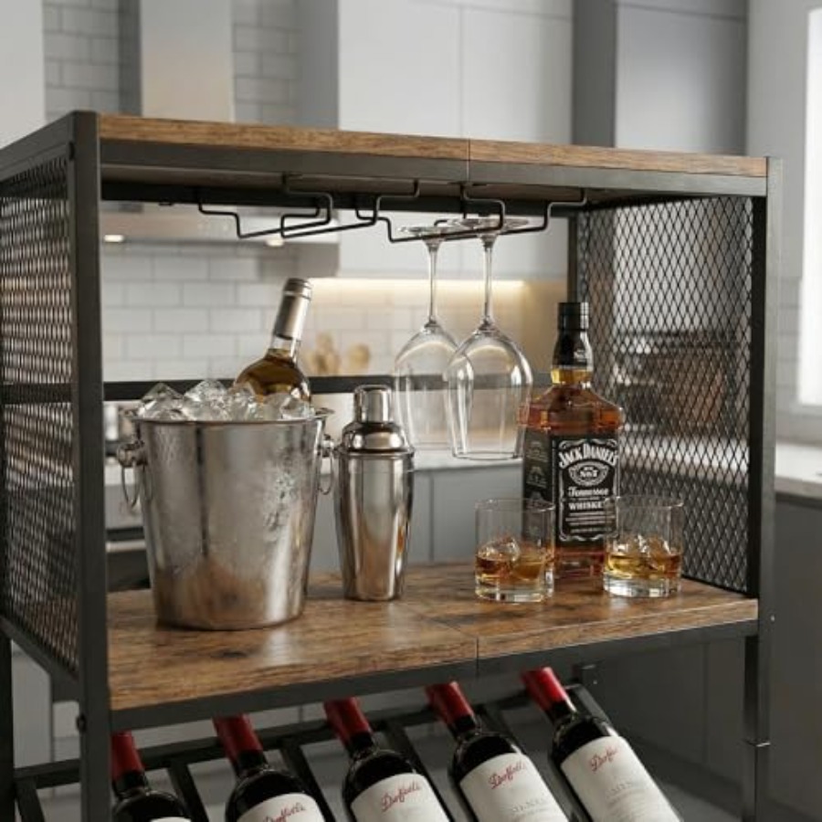 Corner Wine Rack with Glass Ho - Home Bar Shelf incelemesi ve fiyatı