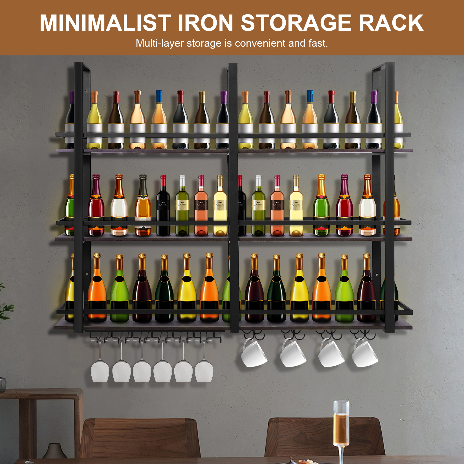 3Tier Wall Mounted Wine Rack B - Home Bar Shelf incelemesi ve fiyatı