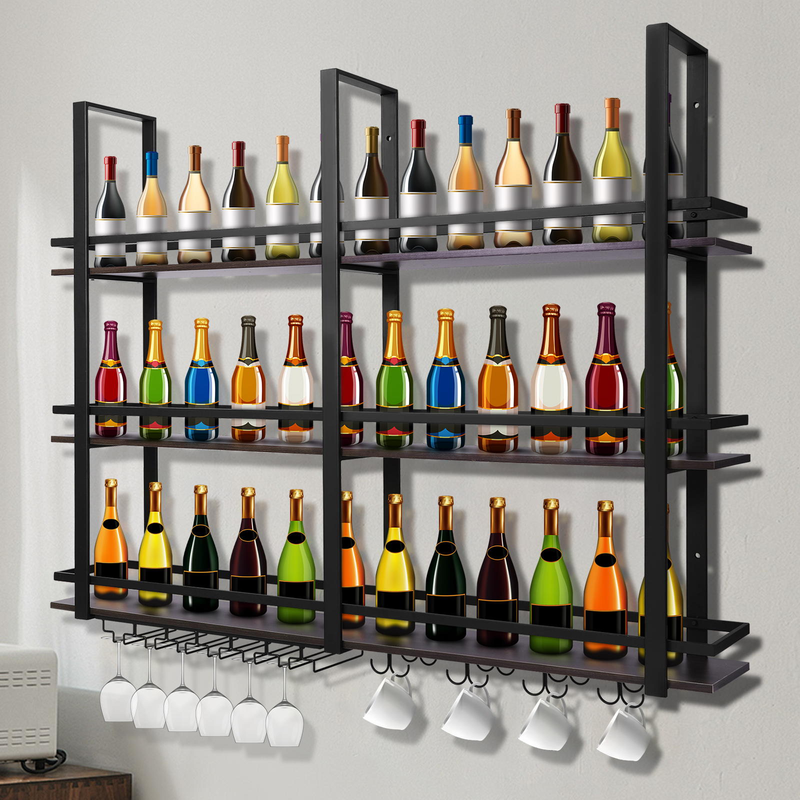 3Tier Wall Mounted Wine Rack B - Home Bar Shelf incelemesi ve fiyatı