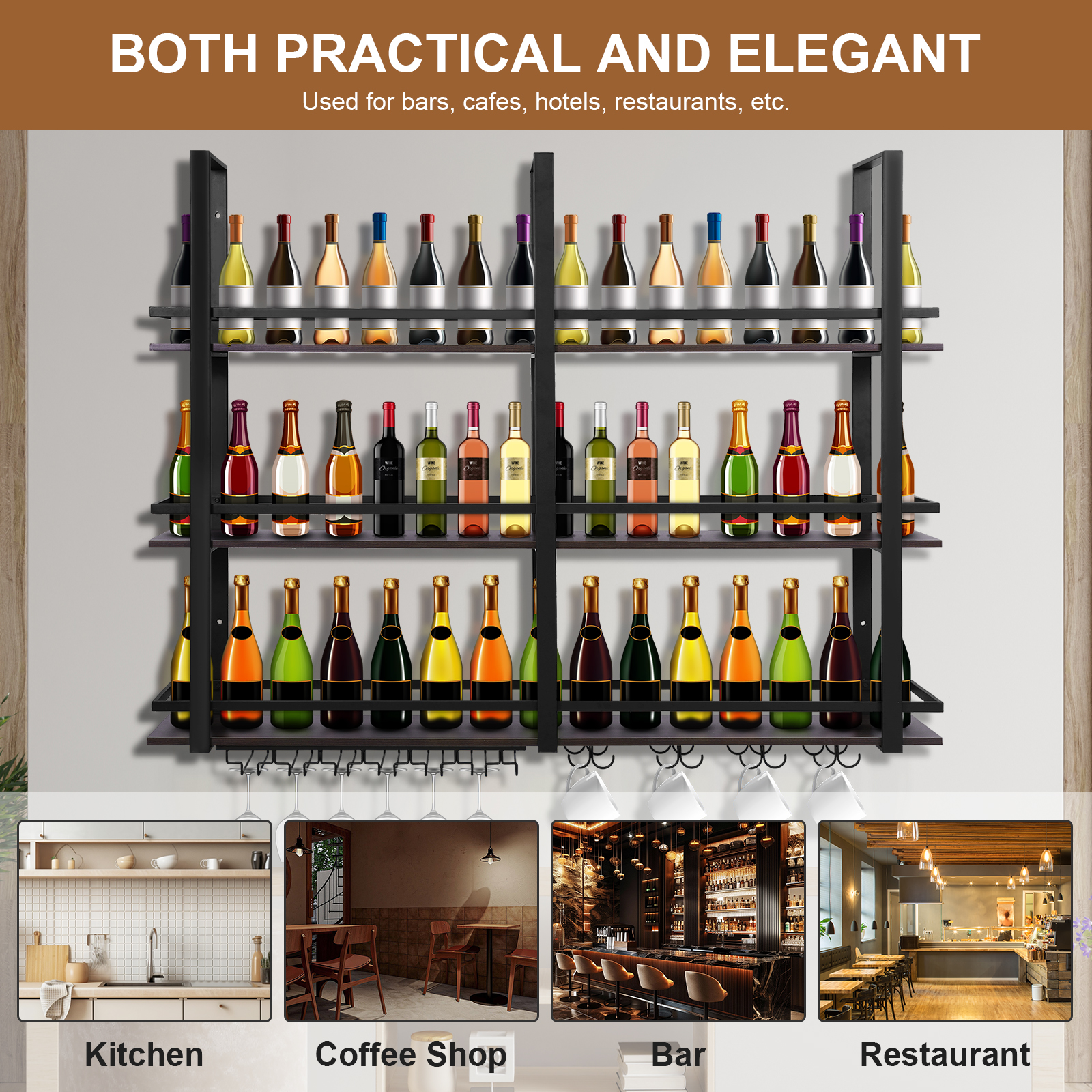 3Tier Wall Mounted Wine Rack B - Home Bar Shelf incelemesi ve fiyatı